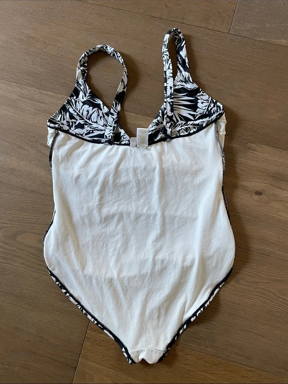 Anne Cole One Piece Black and White Tropical Print Swimsuit Size 12 - Picture 8 of 12